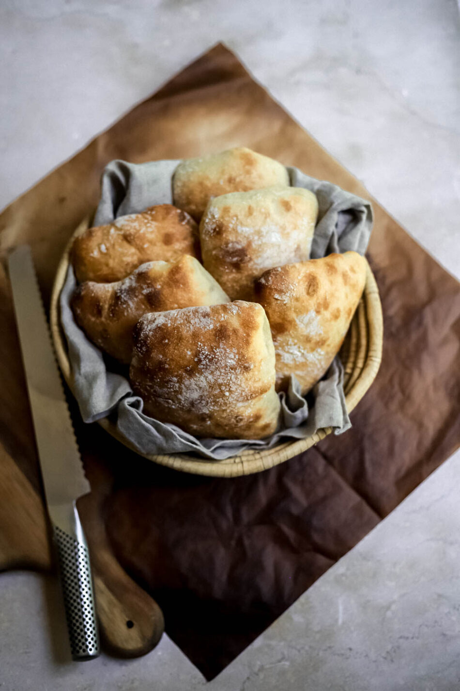 Easy Sourdough Ciabatta Rolls