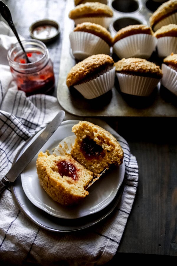 Sweet Polenta Muffins with Jam